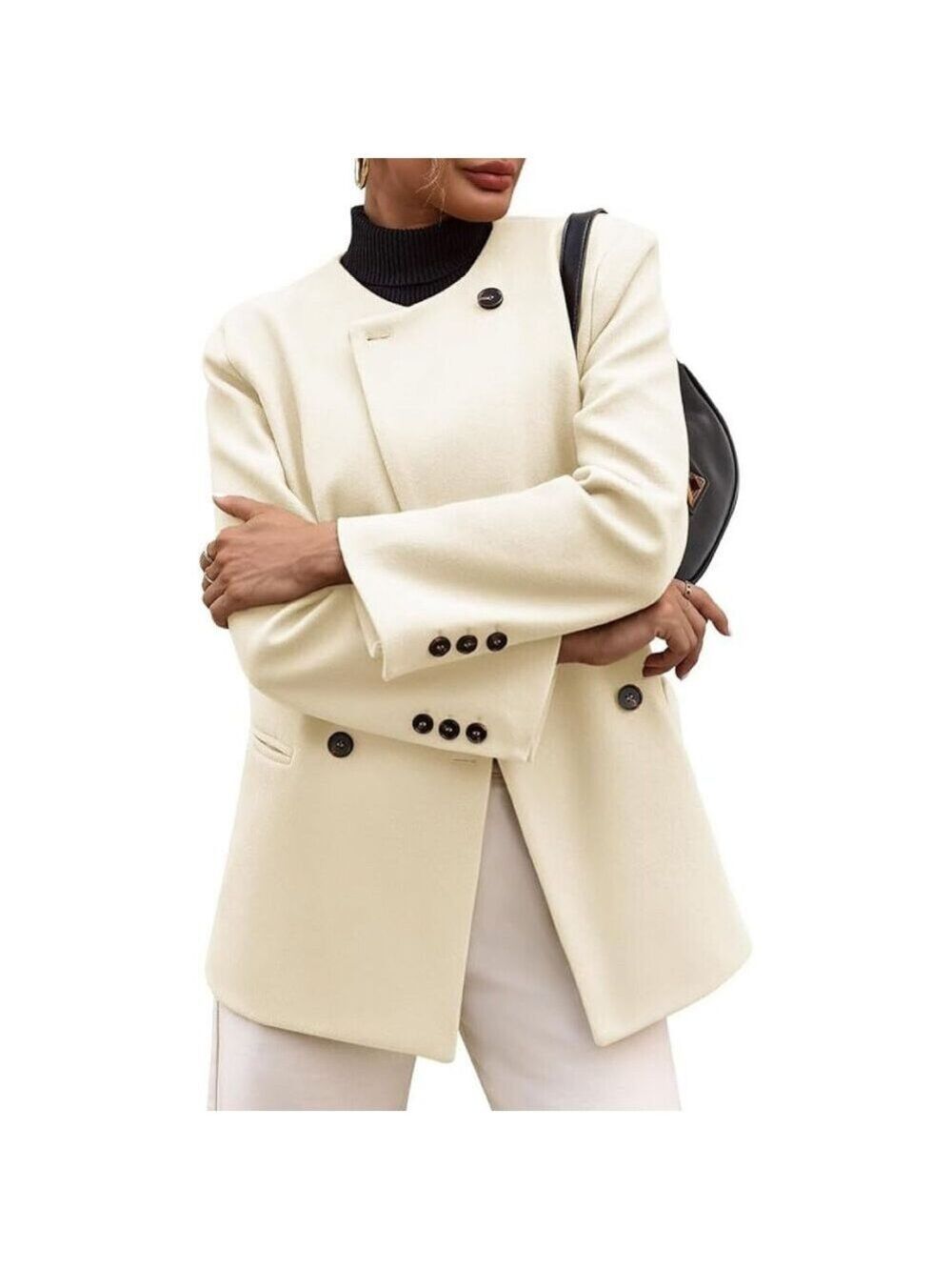 ✨✨Cicy Bell  Fall Oversized Collarless Blazer Jackets Double Breasted NWT M